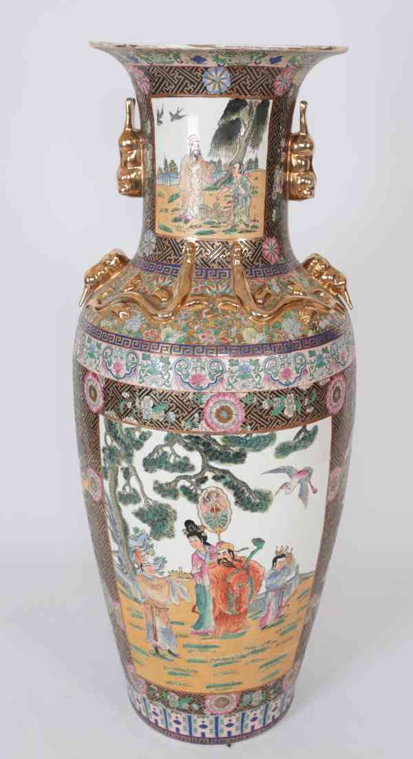 Velká čínská váza Kanton V 124 cm. Značená - foto 7