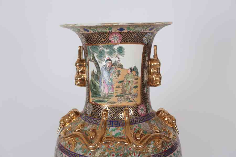 Velká čínská váza Kanton V 124 cm. Značená - foto 2
