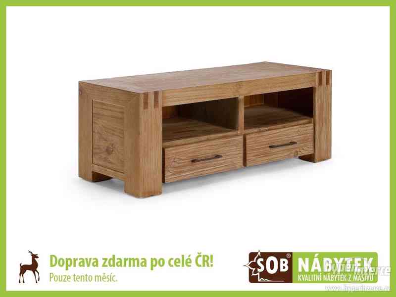 Dřevěný TV stolek z masivu, borovicový TV stolek masiv - foto 1