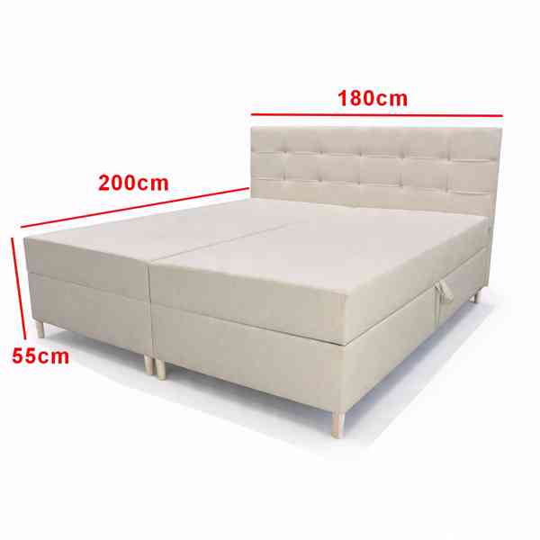 180×200 vysoká s úložným prostorem béžová - foto 3