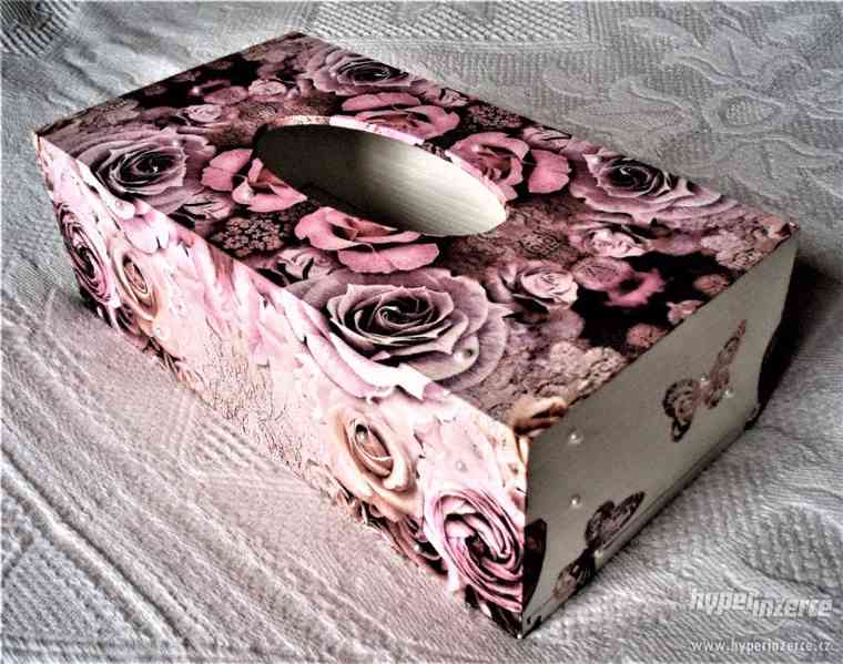 Krabice na kapesníčky (motiv růží) - foto 4