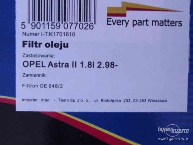 2 ks Olejový filtr Opel Astra, Zafira 1,8 Od r.98- - foto 2
