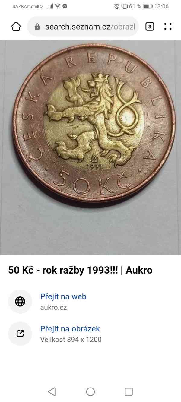 50 Kč mince  rok 1993 1994 