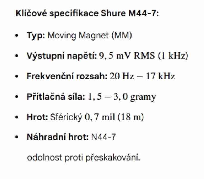 Gramofonová vložka SHURE M44-7 - foto 5