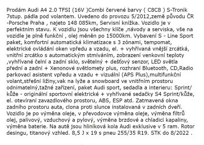 Audi A4 B8 2.0 TFSI 155 kw S-LIne	 - foto 11