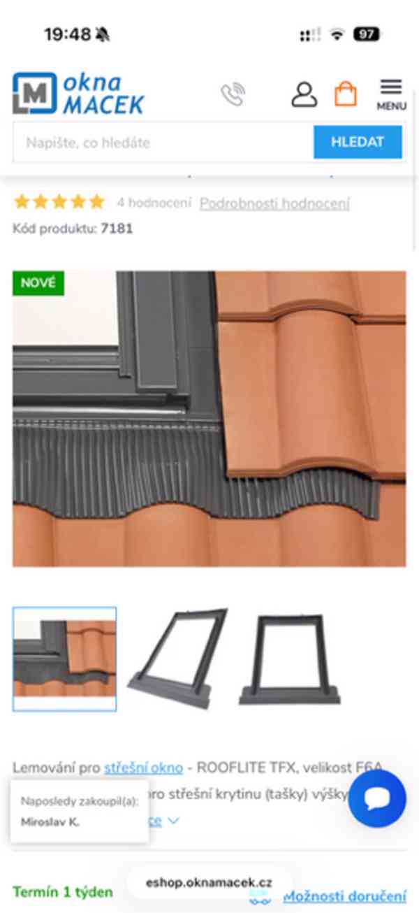 Střešní okno Rooflite trio pine 66x118 + lemování - foto 4
