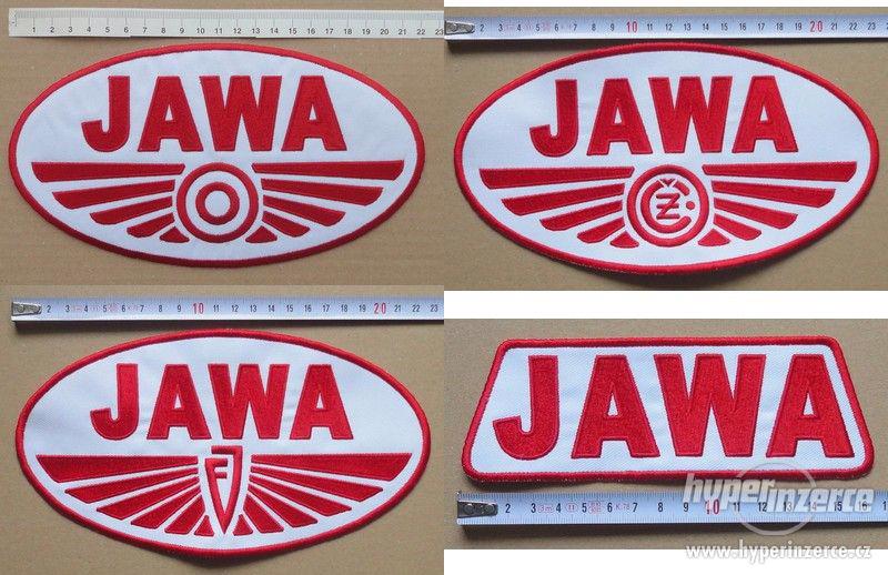 Velké vyšívané nášivky JAWA - různé typy
