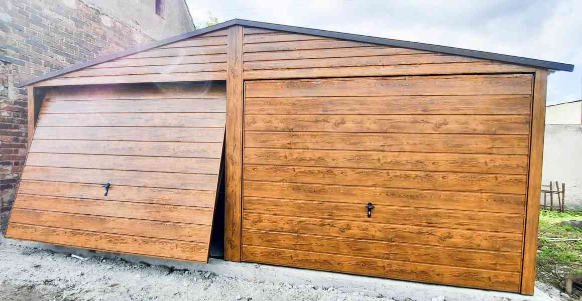 Plechová garáž 6x 7m, sedlová střecha, 2x vrata - okno TS253 - foto 2