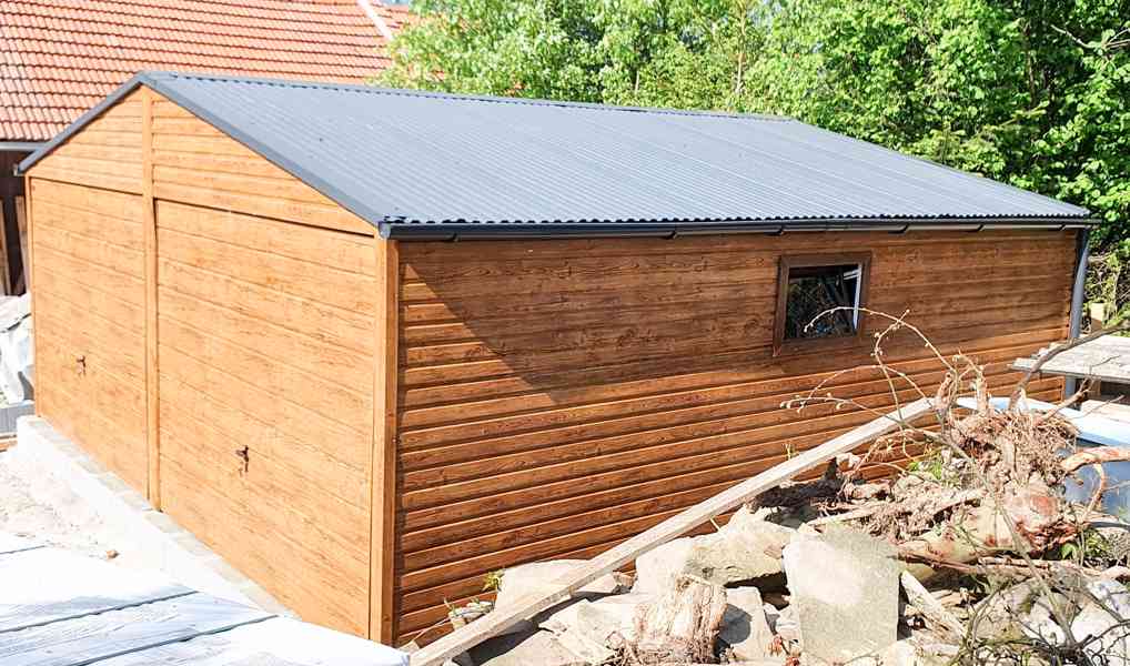 Plechová garáž 6x 7m, sedlová střecha, 2x vrata - okno TS253 - foto 5