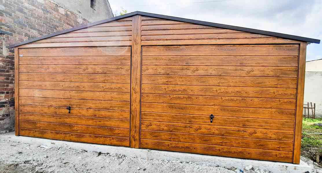 Plechová garáž 6x 7m, sedlová střecha, 2x vrata - okno TS253 - foto 3