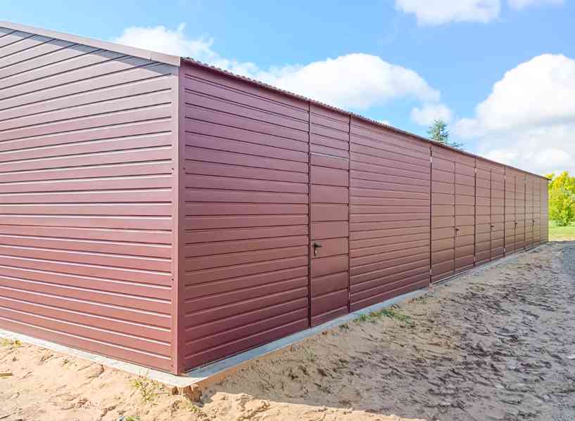 Hala - Plechova garáž 20x6m 4x Dvoukřídlá vrata dveře TS692 - foto 6
