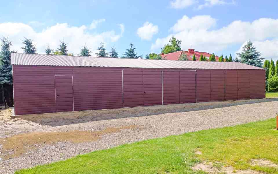 Hala - Plechova garáž 20x6m 4x Dvoukřídlá vrata dveře TS692 - foto 3