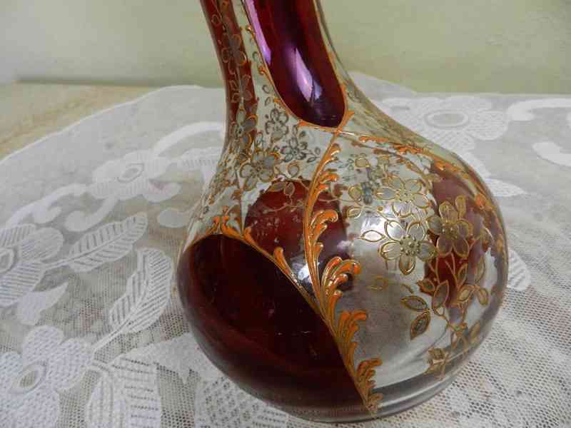 Krásná velmi stará rubínová Váza  - foto 4