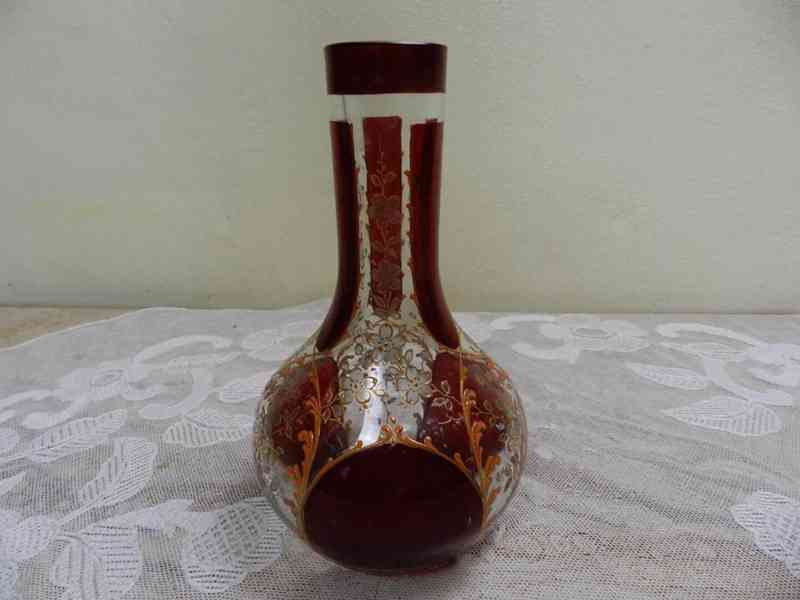 Krásná velmi stará rubínová Váza  - foto 3