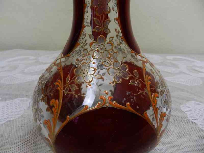 Krásná velmi stará rubínová Váza  - foto 6