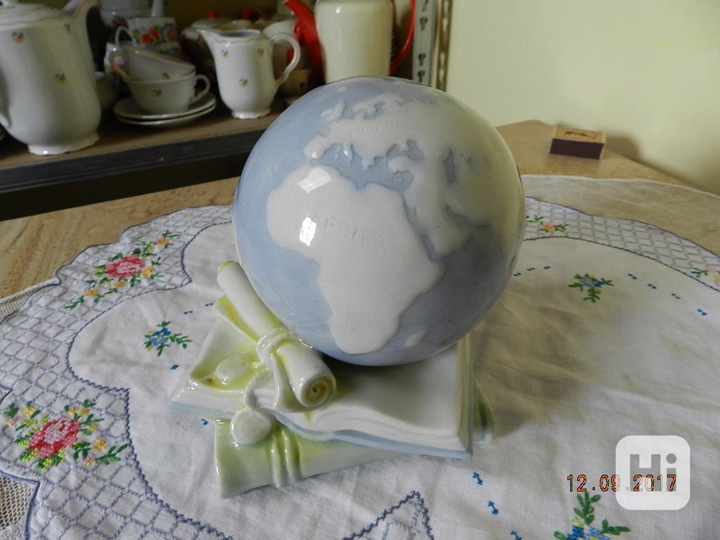 Krásná stará porcelánová Zeměkoule Atlas Globus - foto 1