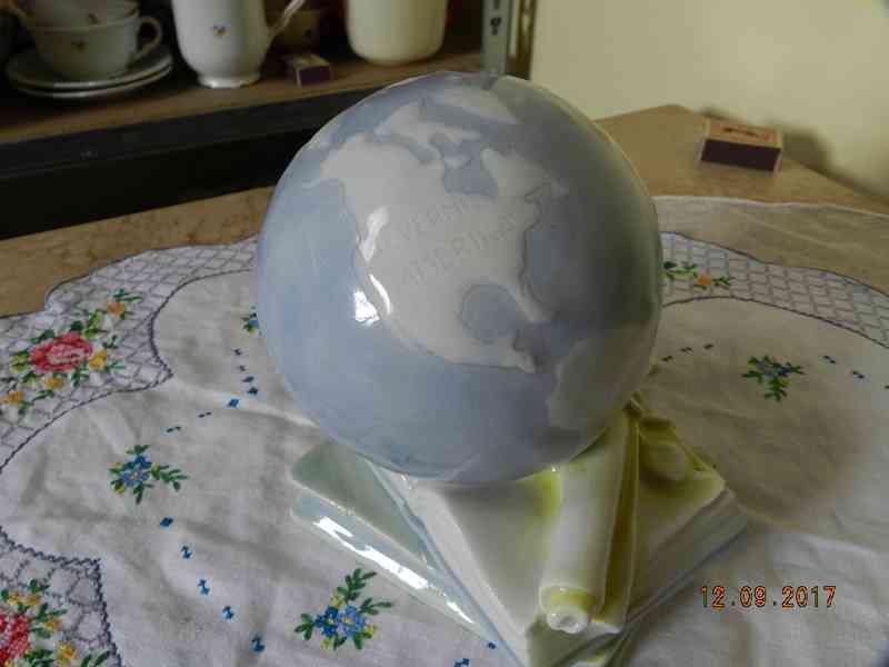 Krásná stará porcelánová Zeměkoule Atlas Globus - foto 4