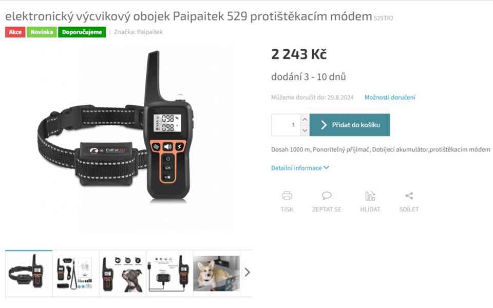 Elektrický obojek Paipaitek 529 + protištěkací funkce (2v1) - foto 2