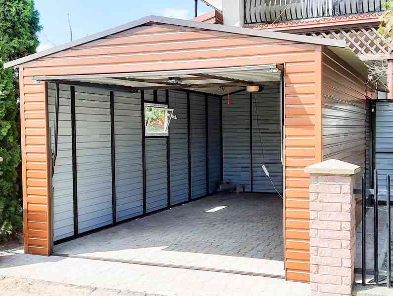 Plechová garáž 3,5x6m sedlová střecha výklopná vrata TS226 - foto 2