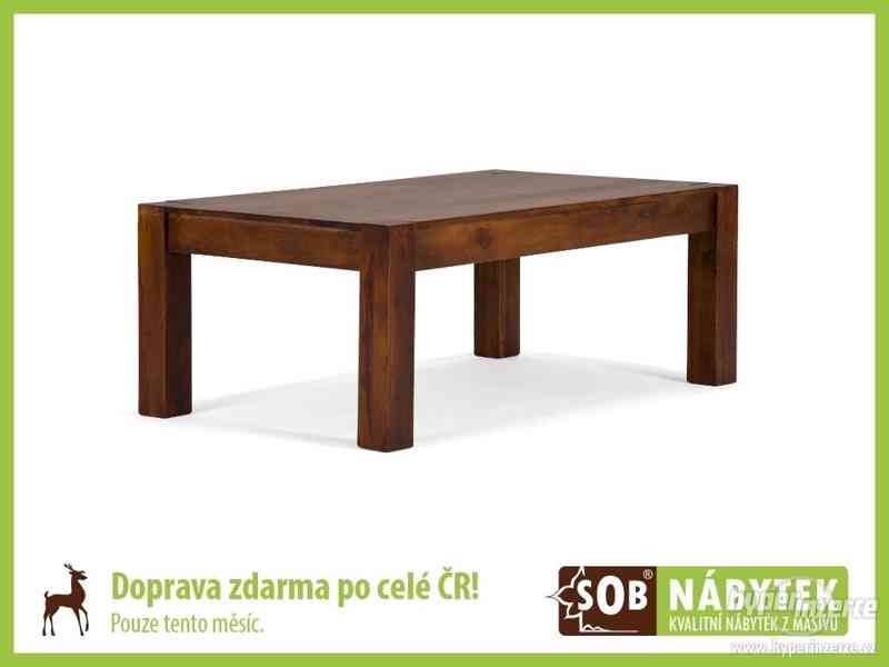 Konferenční stolek hnědý, dřevěný konferenční stolek - foto 1