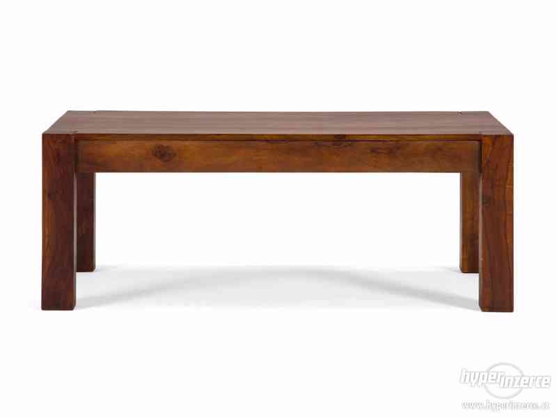 Konferenční stolek hnědý, dřevěný konferenční stolek - foto 3