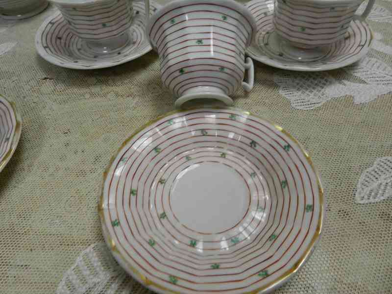 Krásný kávový zlacený servis s pruhy  5 osob Carlsbad 19st. - foto 6