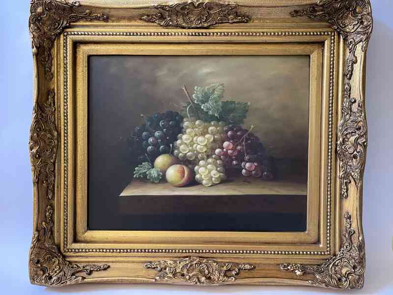 Zátiší s ovocem - obraz na plátně zlatý rám 71 x 61 cm - foto 2