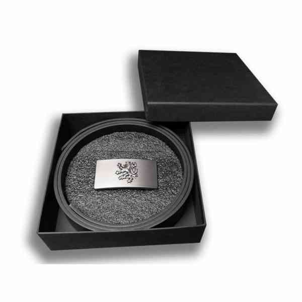 Opasek kožený Český lev 3,5 cm - černý - foto 2