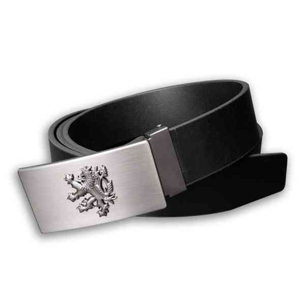 Opasek kožený Český lev 3,5 cm - černý - foto 6