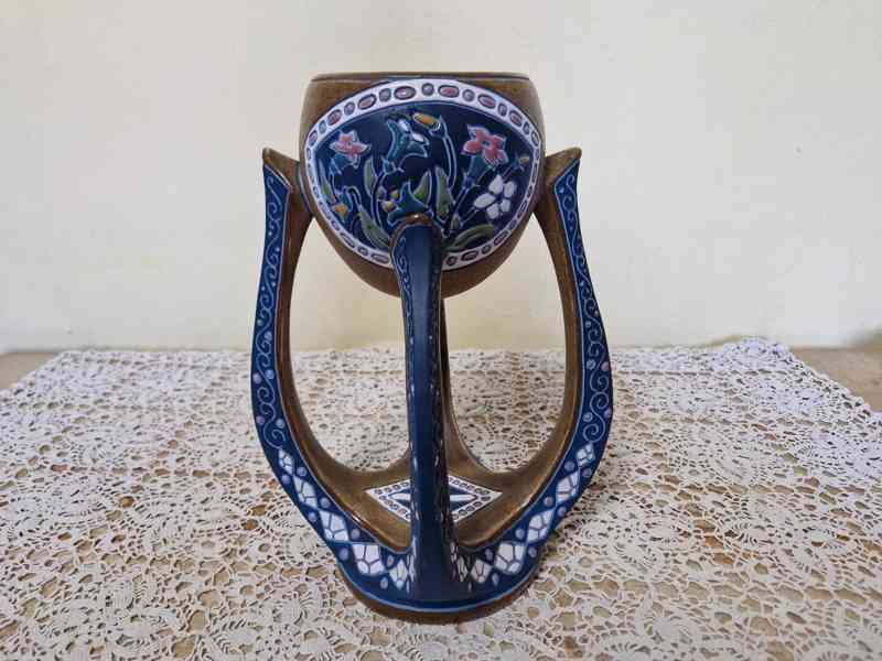 Nevídaný secesní Nástolec Mísa Amphora Teplice - foto 6