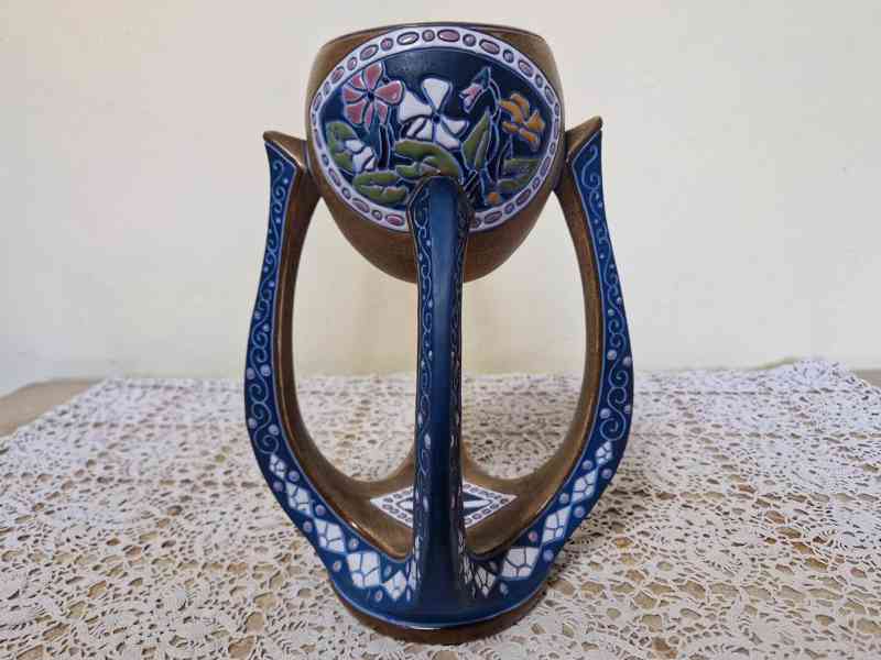Nevídaný secesní Nástolec Mísa Amphora Teplice - foto 2