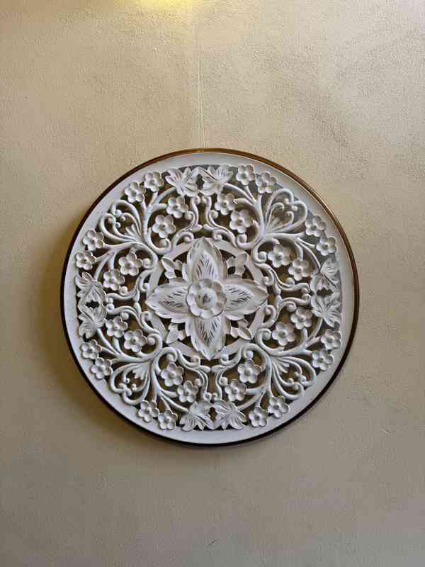 Květina ornament antik 81 cm - dřevěná nástěnná dekorace