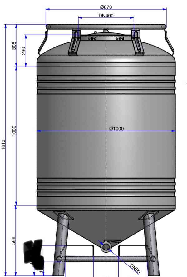 Přepravní kontejner nerezový 950l - foto 2