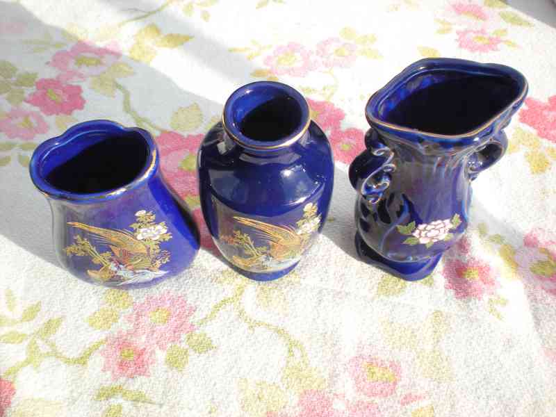 Vázičky porcelánové modré 