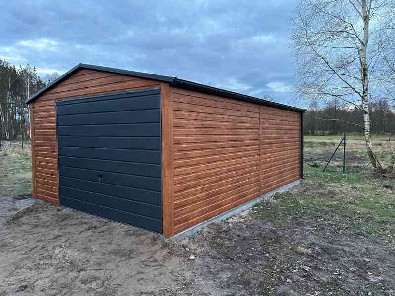 Plechová garáž 4x6 m sedlová střecha výklopná vrata TS613 - foto 6