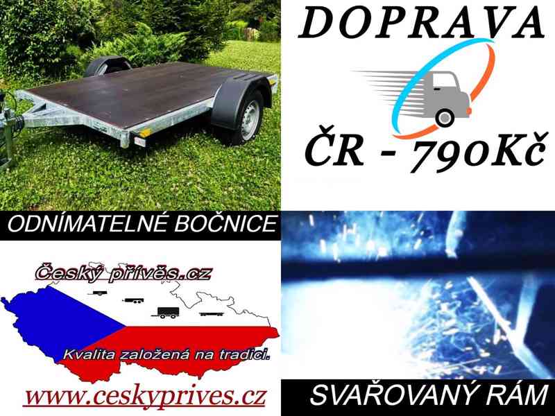 Nový brzděný vozík 1300Kg, 2,65mx1,30,+bočnice +plachta, DPH - foto 22
