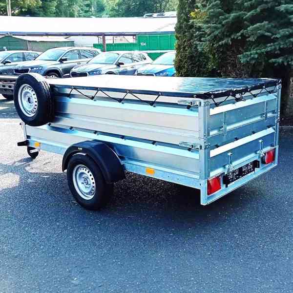 Nový brzděný vozík 1300Kg, 2,65mx1,30,+bočnice +plachta, DPH - foto 3