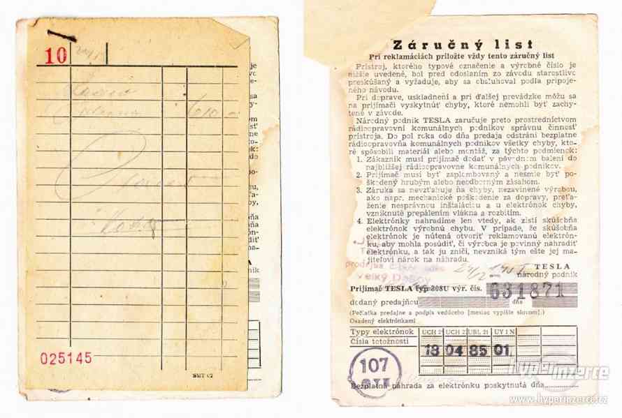 Talisman 308U, originální doklad o koupi a záruční list