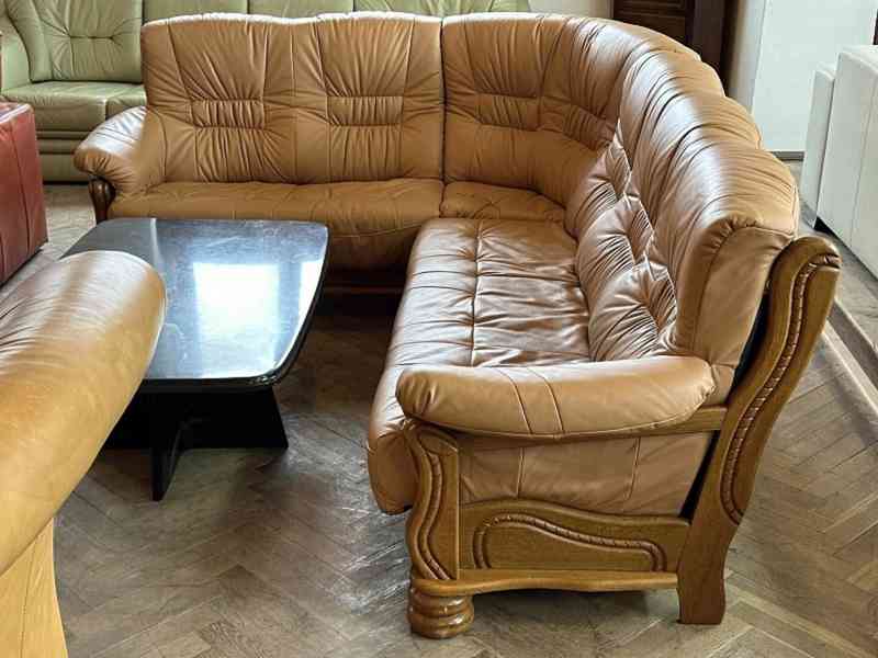  534 Luxusní rustikální kožená rohová sedačka - masiv - foto 2