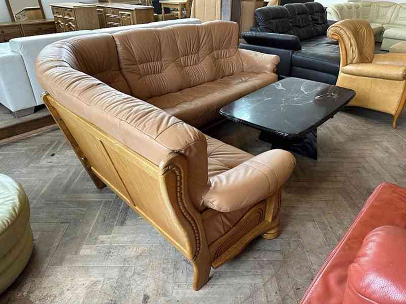  534 Luxusní rustikální kožená rohová sedačka - masiv - foto 3