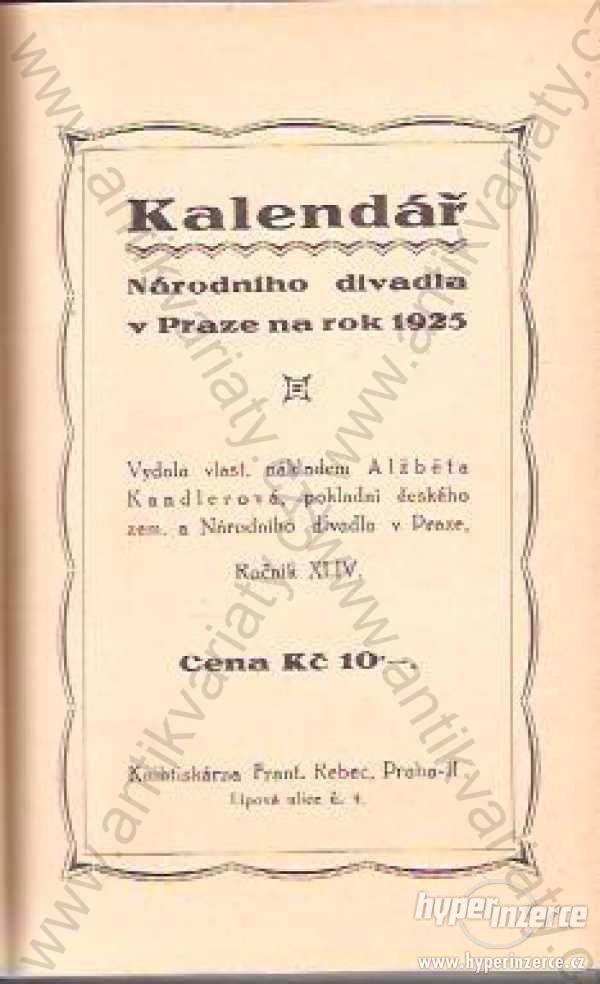 Kalendář Národního divadla v Praze na rok 1925 - foto 1