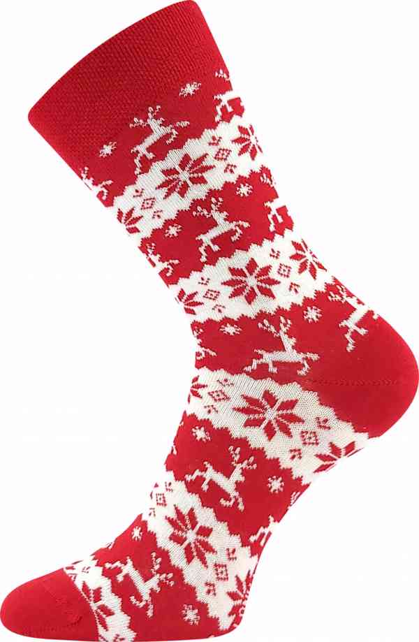 Ponožky unisex vánoční Lonka Elfi - červené-bílé - foto 2