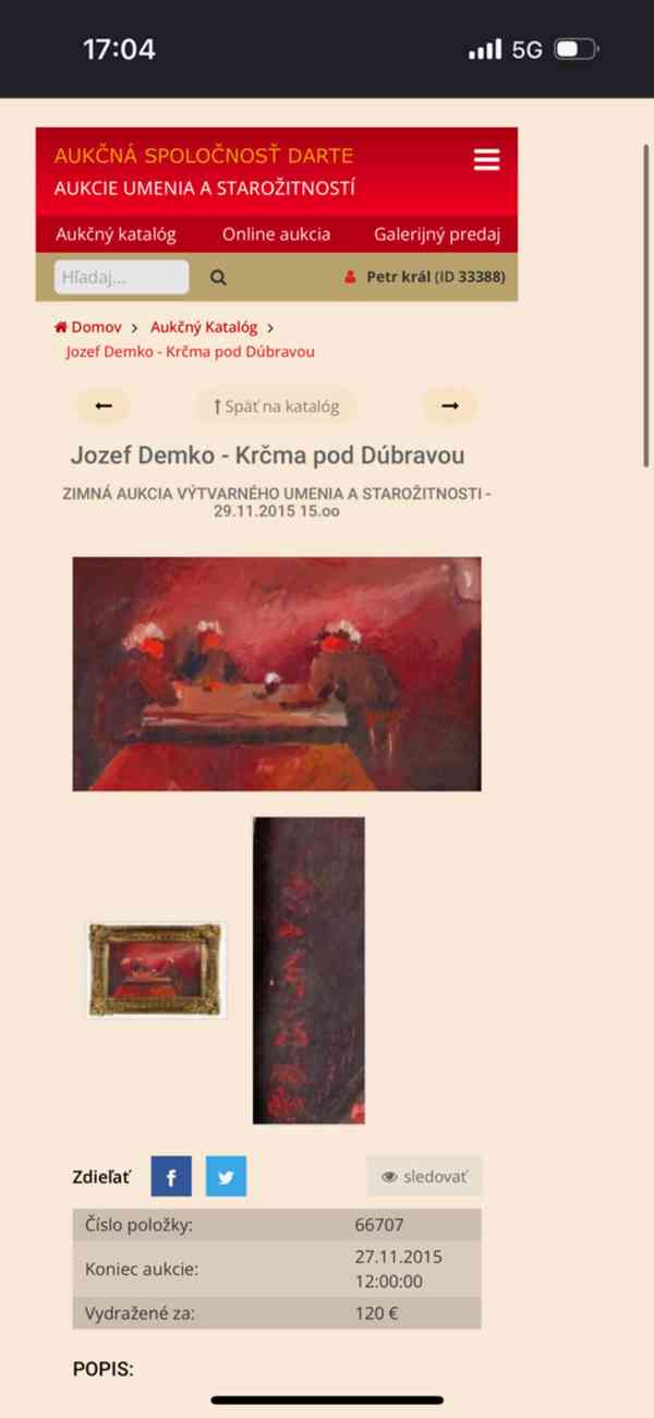 Obraz Jozef Demko, originální olejomalba 75x40cm - foto 5