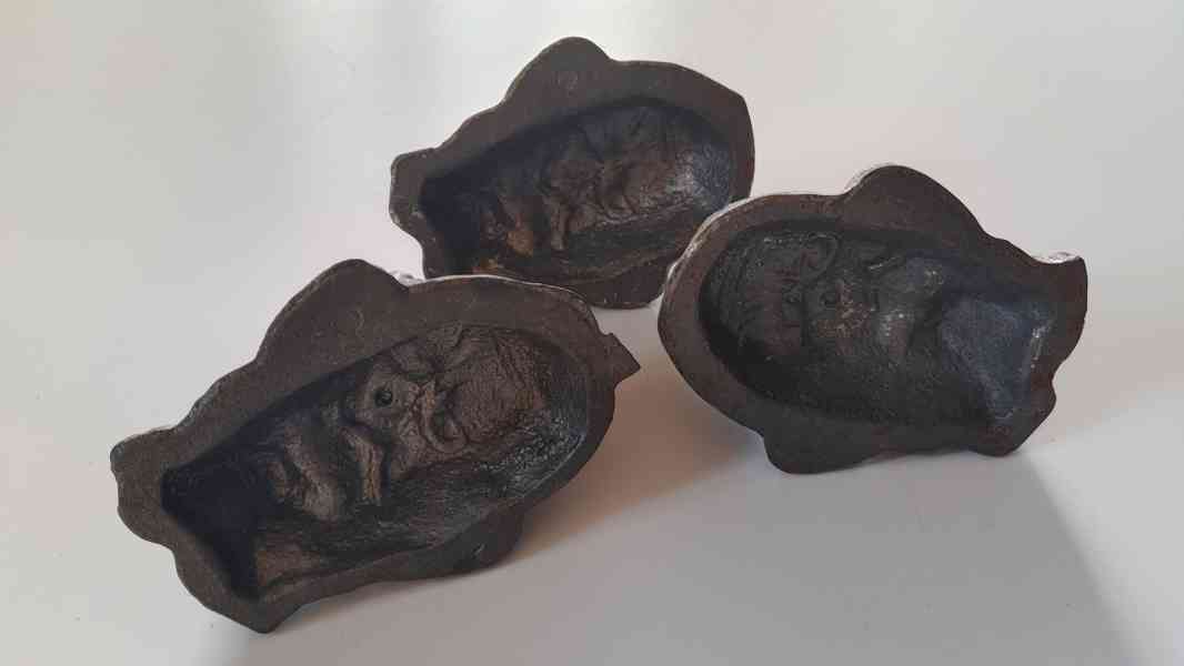 Staré Litinové Hlavy Démonů-Čertů,3Ks,Kov - foto 8