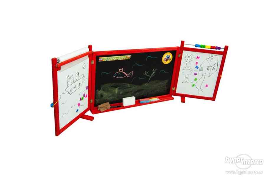 Dětská magnetická/křídová tabule na stěnu - červená - foto 1