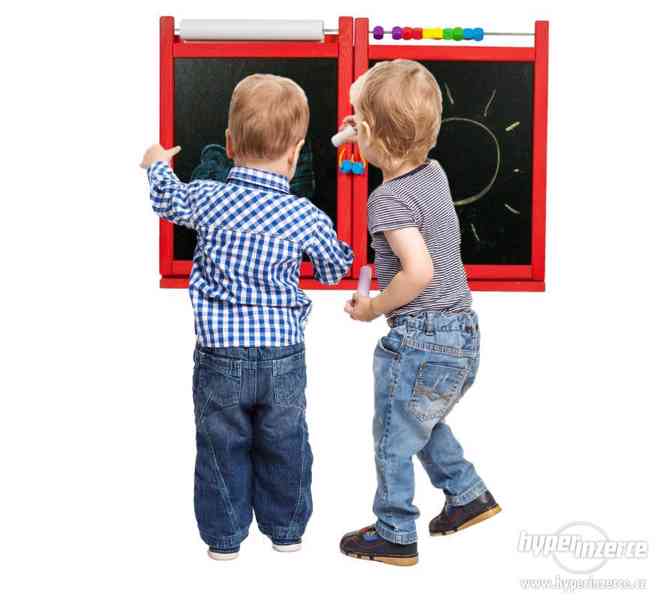 Dětská magnetická/křídová tabule na stěnu - červená - foto 2