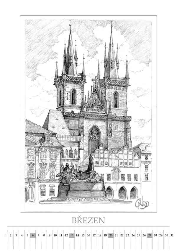 Unikátní Kalendář Praha (kresby) - autor Vlado Ondo - foto 2