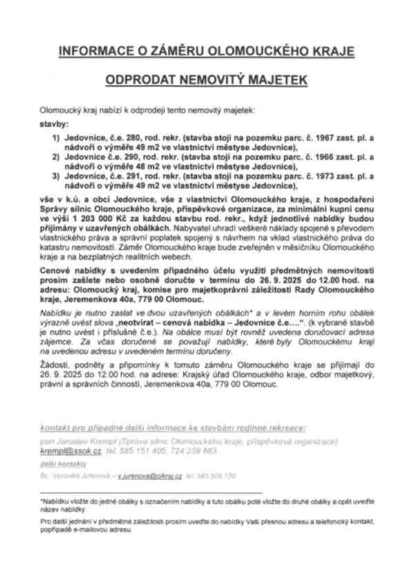 odprodej nemovitého majetku v katastrálním území Jedovnice - foto 4