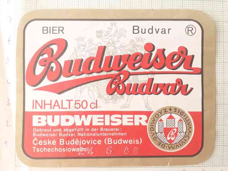  Budweiser - Budvar - export Německo - pivní etiketa 1988  - foto 1