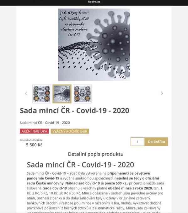 Vzácná sada oběžných mincí Covid ( emise jen 500 ks. ) - foto 5